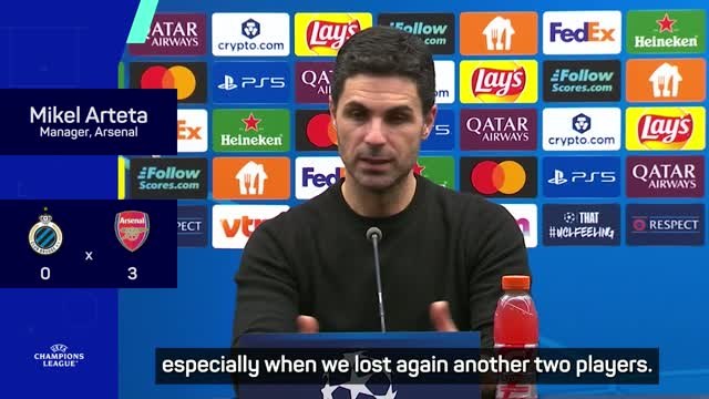 Arteta praises Arsenal performance in Brugge after Villa defeat