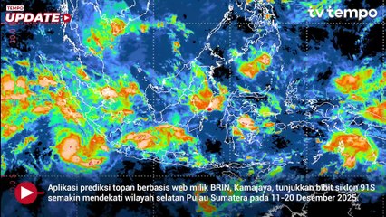 Bibit Siklon 91S Dekati Bengkulu, Pesisir Sumatera Siaga Hujan