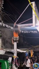 Filipano Girl Climbs Basketball Hoop for a Dance and Gravity Wins! 😂🏀