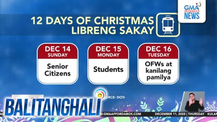 12 days of Christmas libreng sakay | Balitanghali