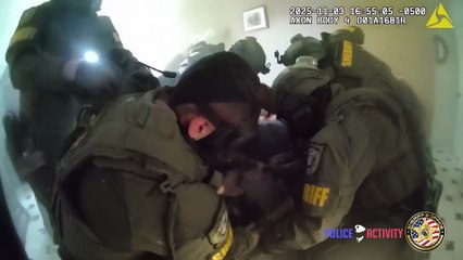 Barricaded Suspect Hiding From SWAT Falls Through Ceiling Into Their Arms