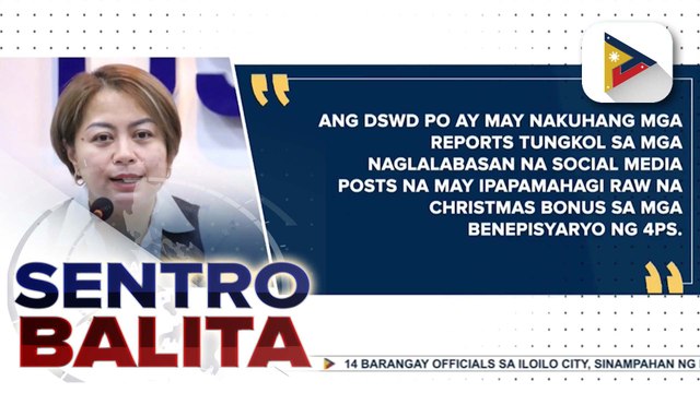 DSWD, nagbabala vs. 'fake news' ng umano'y Christmas bonus payout sa 4Ps beneficiaries