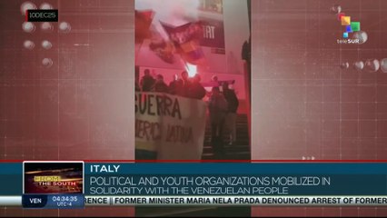 Italy political and youth organizations in Italy mobilized in solidarity with Venezuela