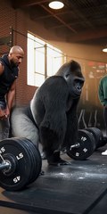 Gorilla Trying To Lift Weight Under the Watch of 2 Gym Instructors 💪 #gorilla #workout #gorillatag