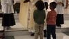 Two Kids Mistake Priest's Blessing and Gives Him High Fives Instead