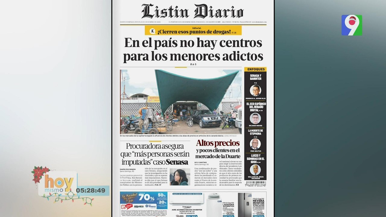 Titulares prensa dominicana jueves 11 de diciembre 2025 | Hoy Mismo