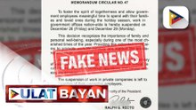 ES Recto: Memorandum Circular na nagsasabing suspendido ang pasok sa mga tanggapan ng gobyerno sa bansa sa Dec. 26 at 29, peke