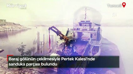 Baraj gölünün çekilmesiyle Pertek Kalesi'nde sanduka parçası bulundu