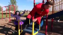 Joker Girl vs Incredible Red Hulk - Playground Fight! Real Life Superhero Movie