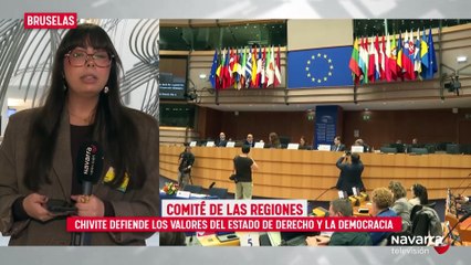 Chivite defiende en Bruselas los valores de la democracia