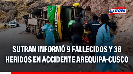 Tragedia en Arequipa-Cusco: Al menos nueve fallecidos y 38 heridos deja volcadura de bus interprovincial, según Sutran
