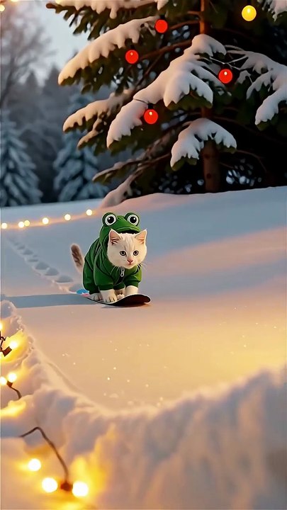 Froggy Cat Goes Snowboarding! 🏂🐸