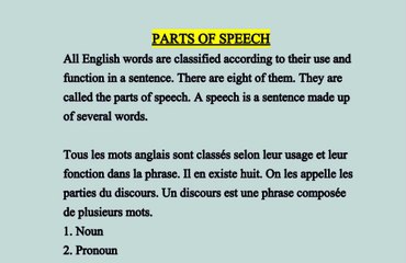 Apprendre l'anglais en français (Learn parts of speech in your native language, French)