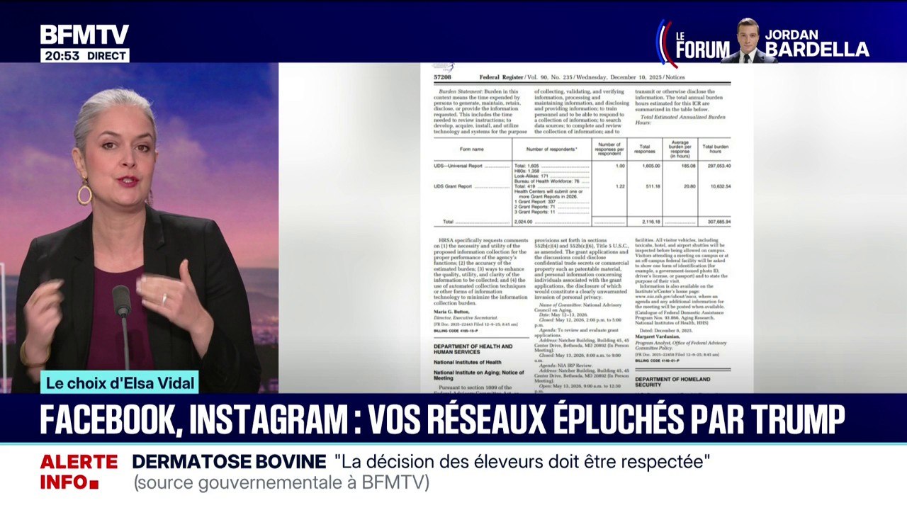 LE CHOIX D'ELSA VIDAL - Facebook, Instagram...: vos réseaux sociaux épluchés par les États-Unis