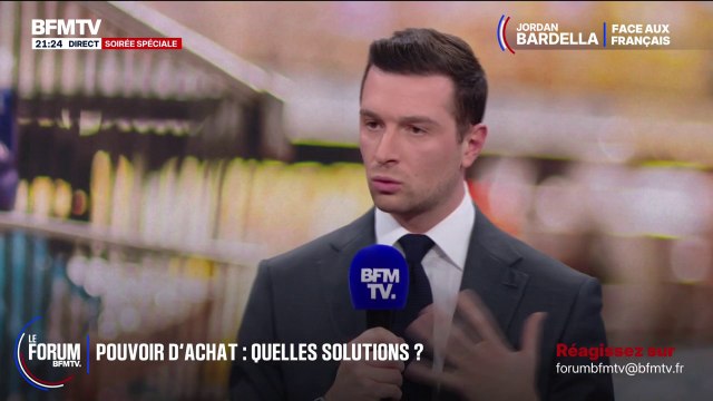 FORUM BFMTV - Repousser l'âge de départ à la retraite, non seulement c'est injuste socialement, mais ça ne résoudra pas le déficit des retraites , déclare Jordan Bardella, président du RN