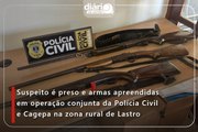 Suspeito é preso e armas apreendidas em operação conjunta da Polícia Civil e Cagepa na zona rural de Lastro
