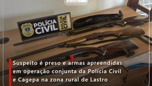 Suspeito é preso e armas apreendidas em operação conjunta da Polícia Civil e Cagepa na zona rural de Lastro