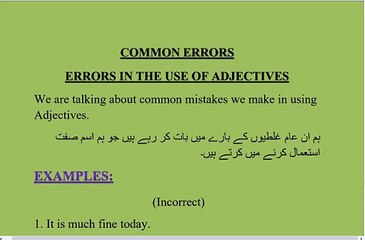Learn common mistakes in using adjectives in sentences