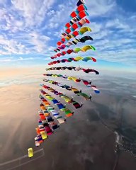 World Record Skydiving Diamond Formation | 100+ Canopies in Stunning Vertical Stack