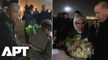 WATCH | Putin and Erdogan Share Warm Smiles as Turkmen Children Greet Them in Ashgabat | APT