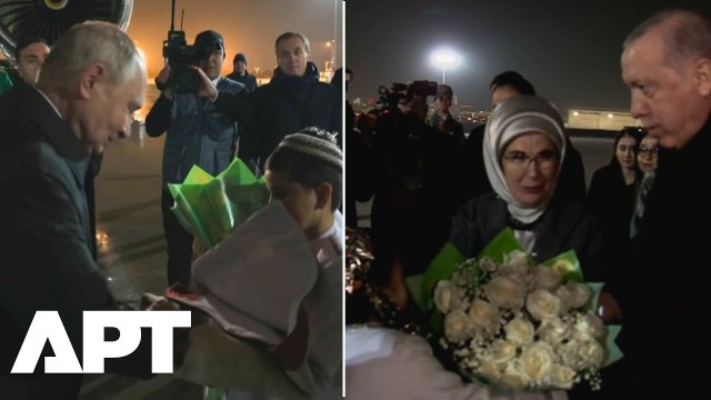 WATCH | Putin and Erdogan Share Warm Smiles as Turkmen Children Greet Them in Ashgabat | APT