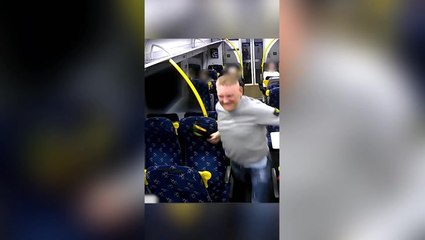 Terrifying moment train passenger launches bottle attack on strangers