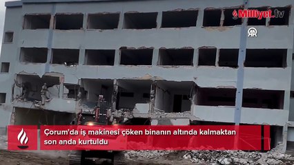Çöken binanın altında kalmaktan son anda kurtuldu! İş makinesi...