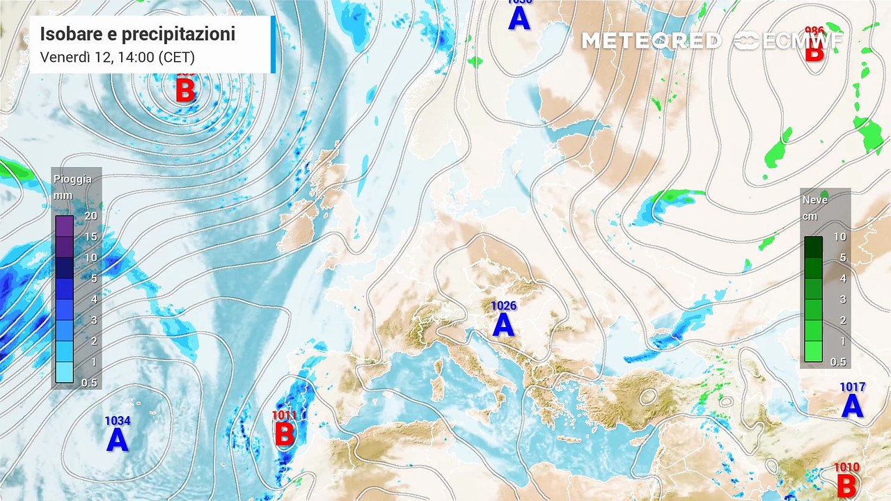 secondo weekend di dicembre con l'anticiclone in indebolimento, arriva la svolta, torna la pioggia in Italia, ci sarà anche la neve?