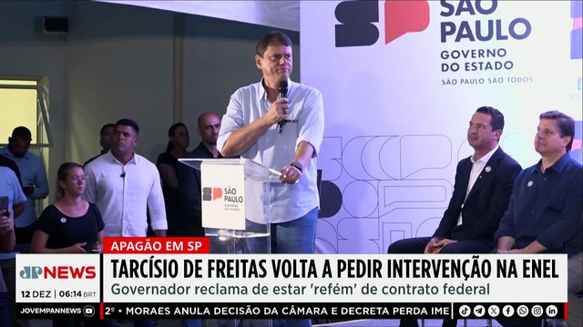 Tarcísio critica lentidão da Enel em resolver apagão em SP