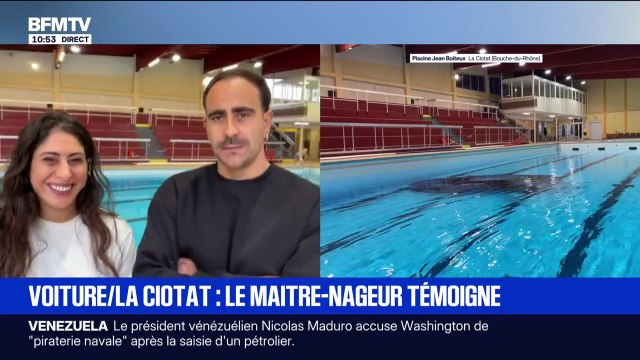 D'un coup on entend un bruit sourd : les maitres-nageurs qui ont sauvé les occupantes de la voiture, qui a finit sa course dans la piscine, témoignent