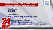 TNVS drivers na nag-cancel ng booking nang walang sapat na dahilan, pagmumultahin ng LTFRB | 24 Oras