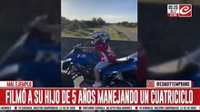 Inconsciente filmó a su hijo de cinco años manejando un cuatriciclo en plena ruta