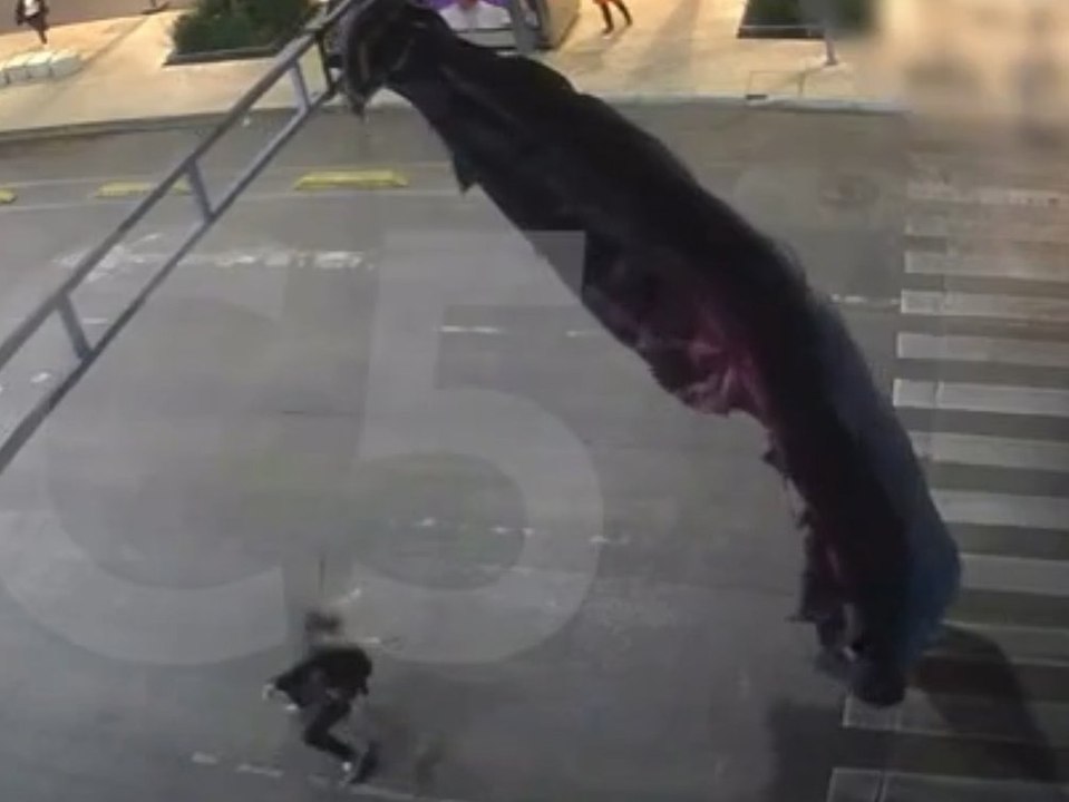 Fallschirmspringer bleibt an Ampel hängen