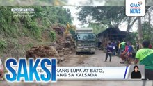 Nagbagsakang lupa at bato, humambalang sa kalsada | Saksi