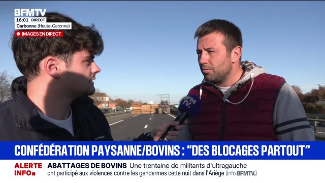 Blocage agricole en Haute-Garonne: Cédric, exploitant éleveur, affirme que les agriculteurs seront là encore plusieurs jours