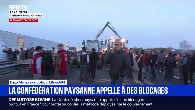 Dermatose bovine: les agriculteurs commencent à bloquer l'A64 à côté de Carbonne, en Haute-Garonne