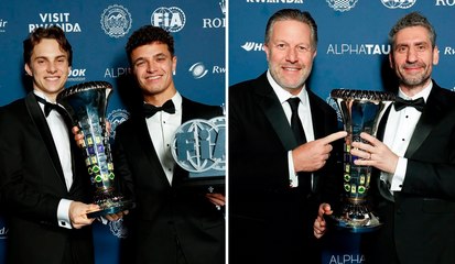 Lando Norris y McLaren reciben el trofeo de constructores tras victoria en temporada 2025