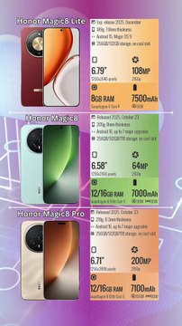 Honor Magic8 Lite vs vs Honor Magic8 vs Honor Magic8 Pro