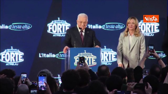 Il leader dell'Anp Abu Mazen ad Atreju accolto da applausi e standing ovation