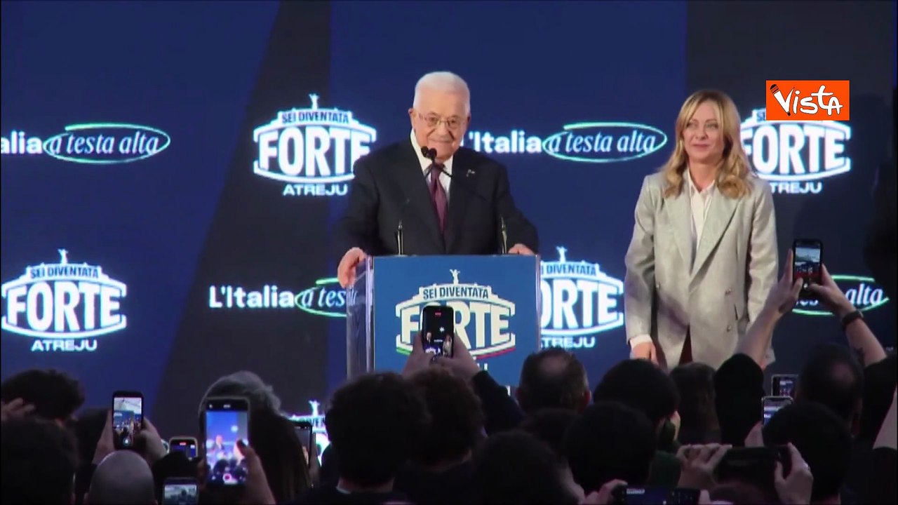 Il leader dell'Anp Abu Mazen ad Atreju accolto da applausi e standing ovation