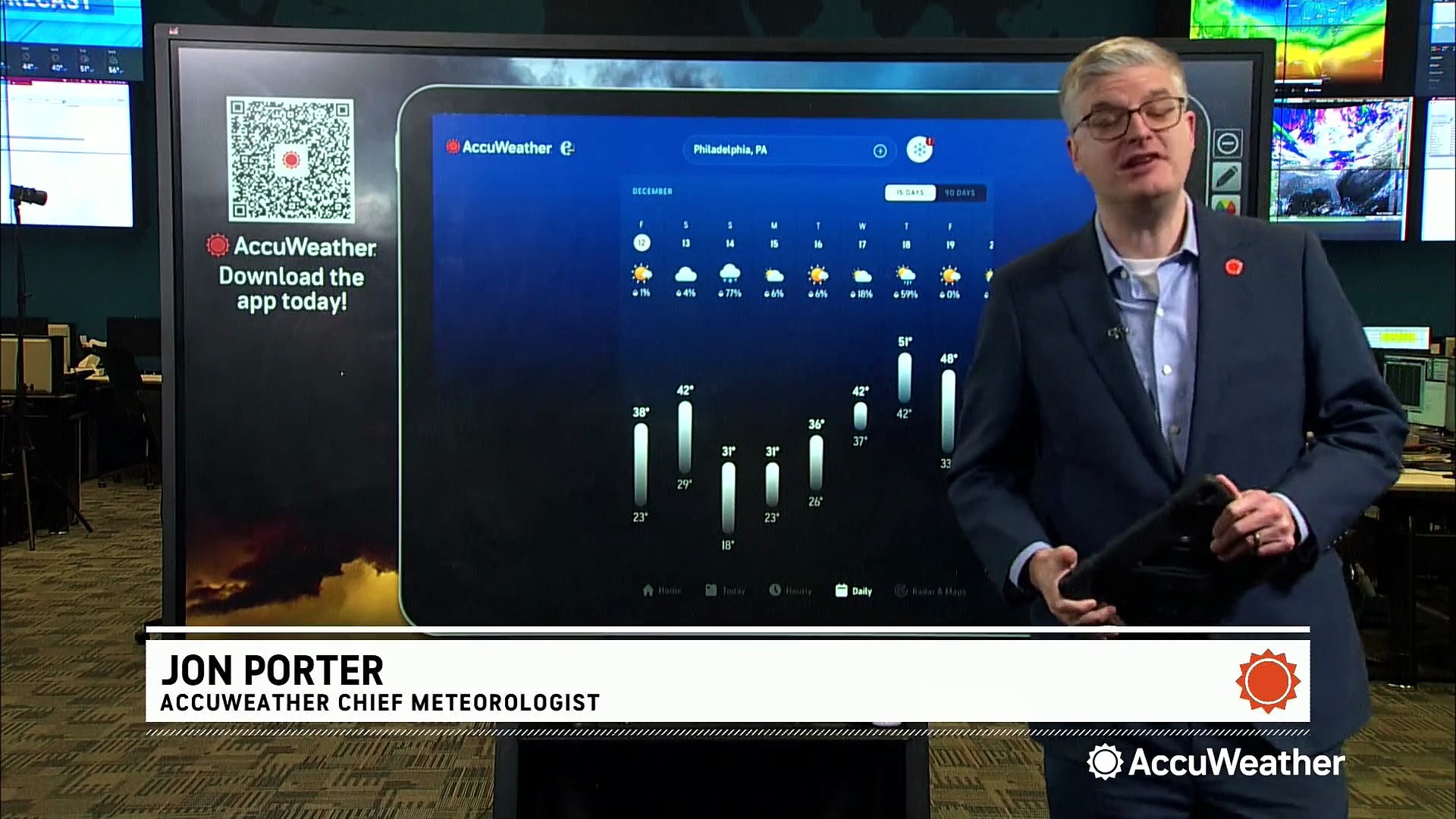 ⁣Planning ahead for the weather with the free AccuWeather app