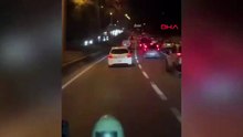 Ümraniye'de ambulansa yol vermeyen otomobil sürücüsü kamerada