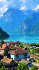 Peaceful Mountain Lake Village | Cinematic Nature