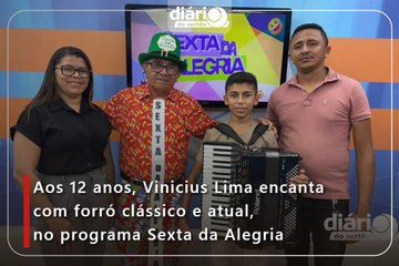 Aos 12 anos, Vinicius Lima encanta com forró clássico e atual, no programa Sexta da Alegria