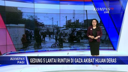 Penampakan Gedung Lima Lantai Runtuh di Gaza, Hujan Deras Perparah Kerusakan