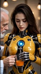 A Humanoid Robot Making Morning Carrot Juice for the Doctor!! #robot #AI #Humanoid #AIRobot #art #RobotLife #FutureTech