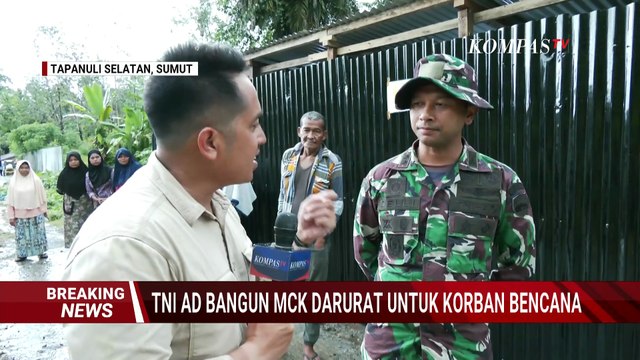 TNI AD Bangun MCK Darurat untuk Pengungsi Banjir Longsor di Tapanuli Selatan, ini Kondisinya