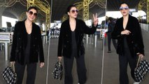 Miss Universe Sushmita Sen Gets Snapped At The Mumbai Airport In Her Bossy Black Avatar!