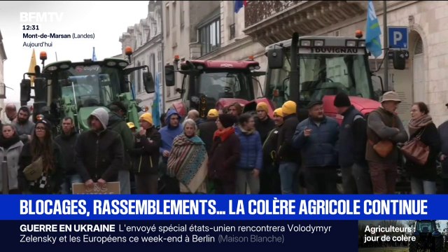 Des agriculteurs mobilisés devant la préfecture de Mont-de-Marsan, dans les Landes