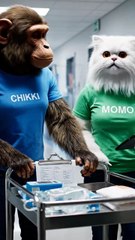 Funny Nurses 🏥 Humanized Monkey Chikki & Cat Momo | Animal Comedy Short